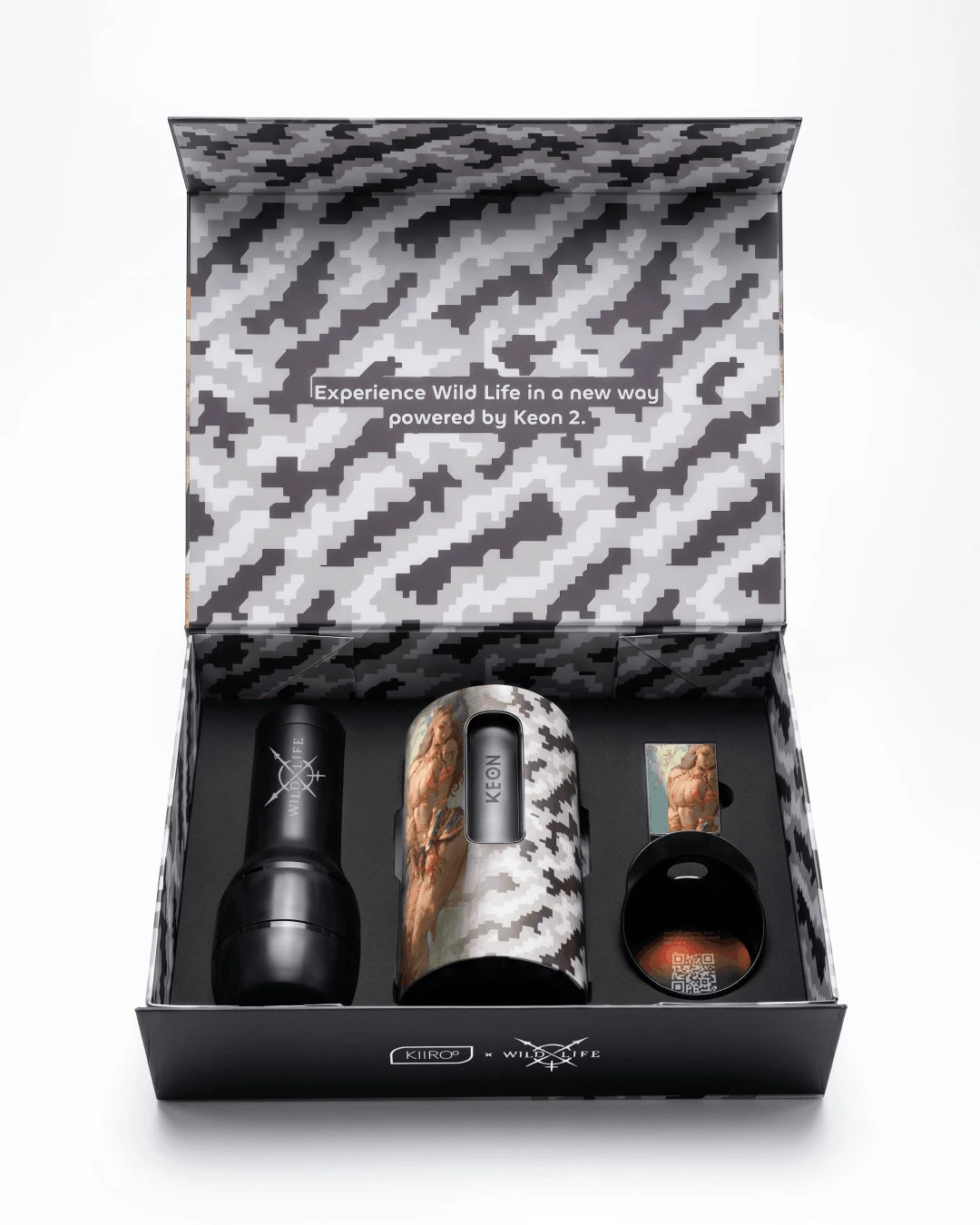 KIIROO x Wild Life Collector's Edition box with the Keon 2 in Maya artwork and the numbered Feel Maya stroker