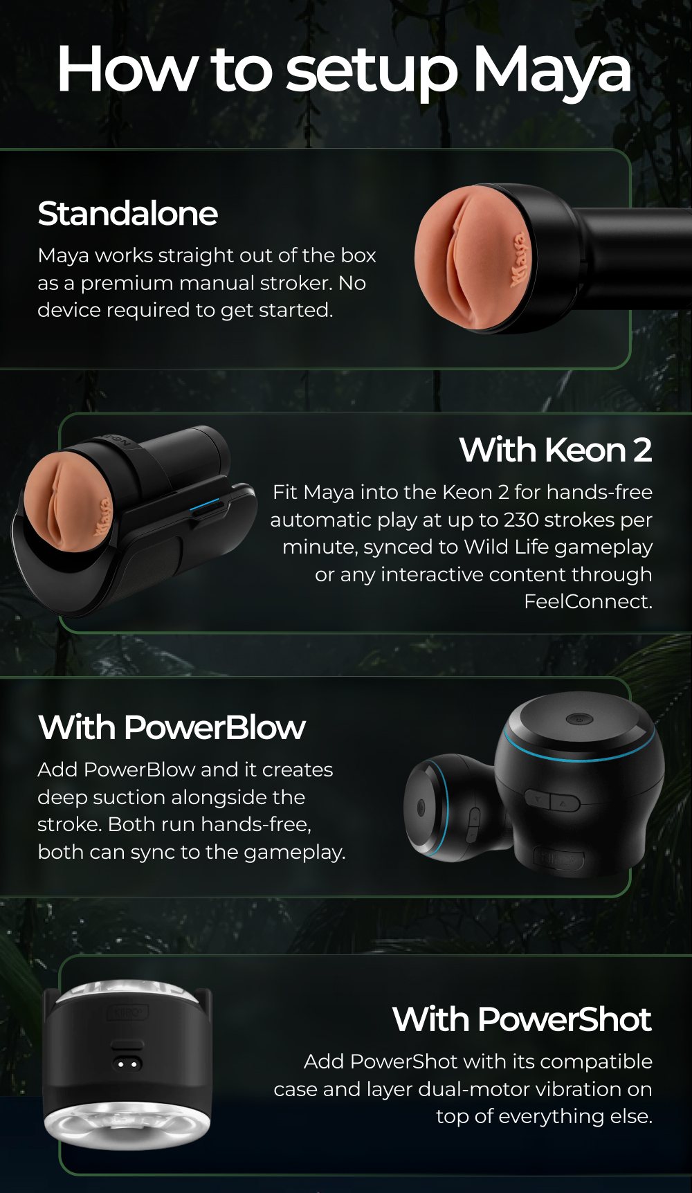 How to set up the Maya Wild Life Stroker — standalone, with Keon 2, PowerBlow or PowerShot